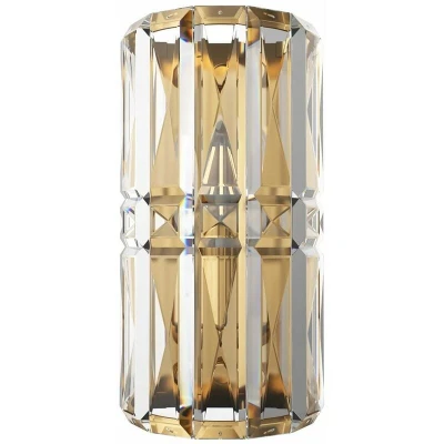 Image of Facet Neoclassic Glass &amp; Crystal Wall Lamp Gold