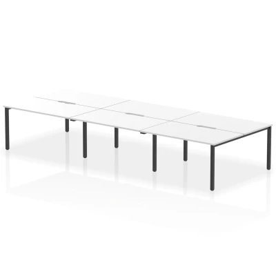 Image of Evolve Plus 1400mm B2B 6 Person Bench Desk White Top Black Frame