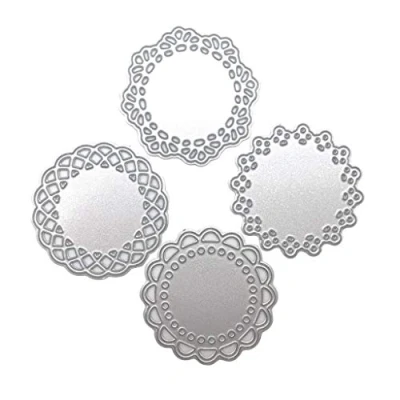 Image of 4 Pieces Lace Metal Cutting Die Doily Cuts Embossing Template For Paper Photo Album Decor
