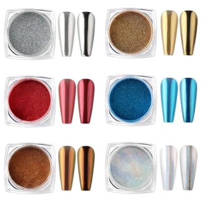 Image of AIMEILI Upgrade Chrome Nail Powder, Art Mirror Powder Set Super Effect Glitter Dust Shinning Laser Chameleon Holographic Manicure Kit