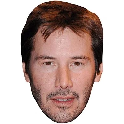 Image of Keanu Reeves (Stubble) Celebrity Mask, Flat Card Face, Fancy Dress Mask