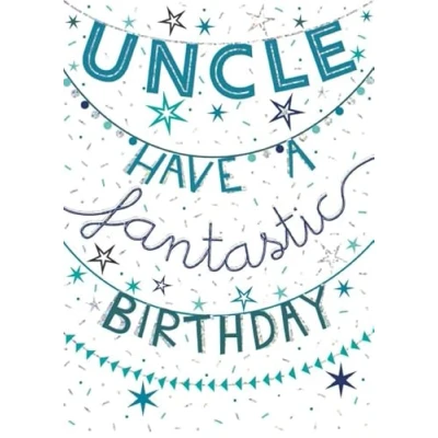 Image of Paperlink Uncle Male Birthday Card for Men Stars and Confetti With Silver Foil Eco Friendly Recyclable