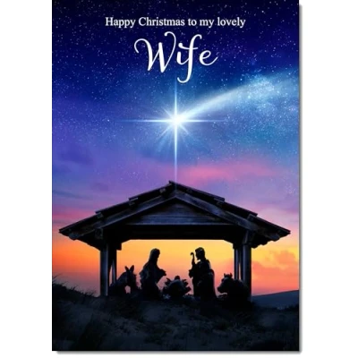 Image of doodlecards Wife Christmas Card Nativity Scene Medium Size with Plain Envelope