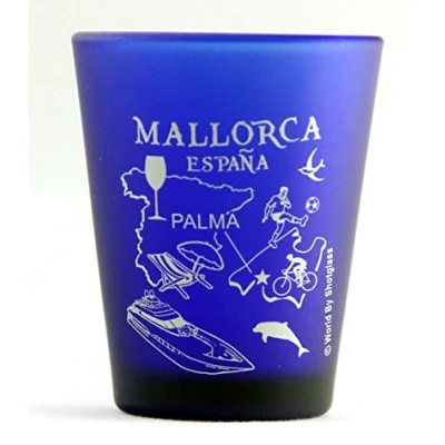 Image of Mallorca Spain Palma De Cobalt Blue Frosted Shot Glass