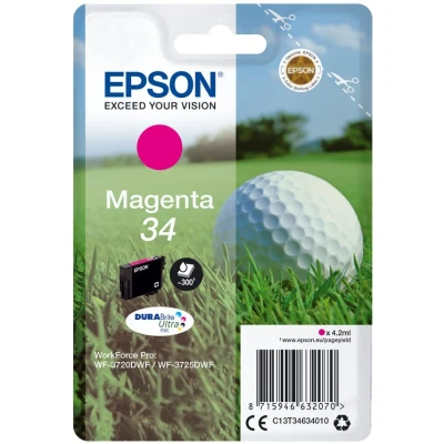 Image of Epson 34 Magenta Golfball Genuine, DURABrite Ultra Ink Cartridge, Standard Capacity