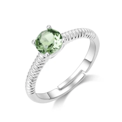 Image of Philip Jones Light Green Adjustable Crystal Ring Created with Zircondia® Crystals