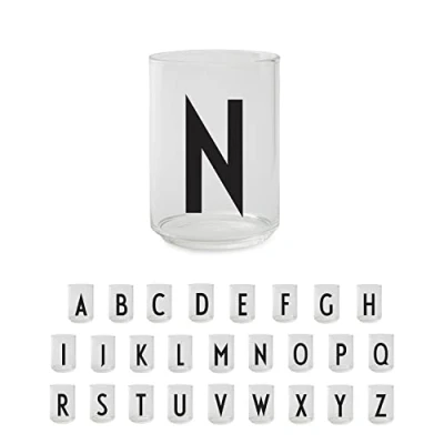 Image of Design Letters Drinking Glasses (A Z) Christmas Gifts for Women &amp; Him Table Decoration Initial Tumbler Borosilicate Glass 350 Ml