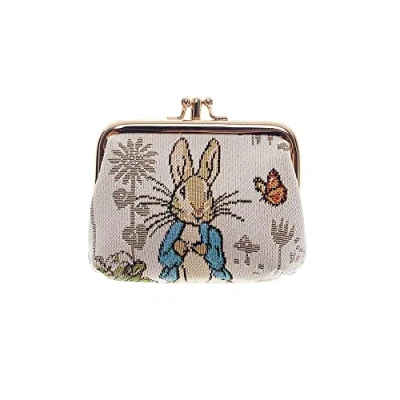 Image of Signare Tapestry Cute Exquisite Double Pocket Kiss Lock Coin Purse for Women with Beatrix Potter Peter Rabbit (Peter Standing, FRMP BP Peter)
