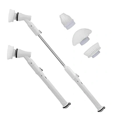 Image of AMOS Super Scrubber Rechargeable Cordless Toilet Bathroom Kitchen 300RPM Spin Cleaning Brush with 3 Replaceable Heads &amp; Extendable Handle
