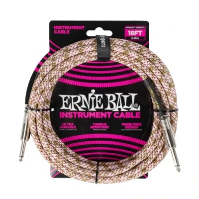 Image of Ernie Ball Braided Instrument Cable Straight/Straight 18ft Emerald Argyle