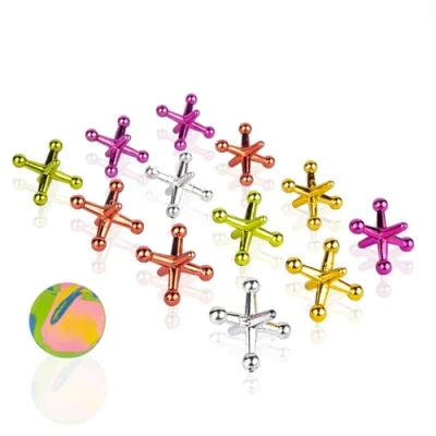 Image of Traditional Jacks Family Game Includes 1 Rubber Bouncy Ball, Classic Knucklebones, Fivestones, Games for Kids and Families