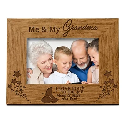 Image of ukgiftstoreonline Me and My Grandma Love You To The Moon Photo Frame Gift (4 x 6 Inch)