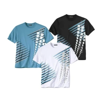 Image of ATLAS FOR MEN Pack of 3 Men&#039;s Sporty T Shirts Red White Black XXL