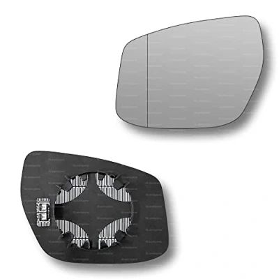 Image of Less4spares Replacement Wing Mirror Glass Left Compatible with Nissan Pulsar 2014 2019 CLIP ON Passnager Near Side N/S Heated Blind Spot