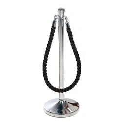 Image of Obex Barriers Stainless Steel Top Hat Head Post with Black Rope