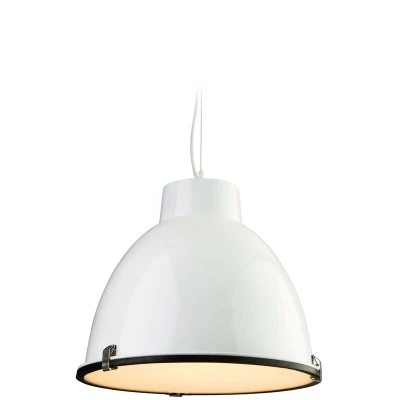 Image of Manhattan 1 Light Dome Ceiling Pendant White, Frosted Glass, E27