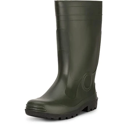 Image of Ladeheid Men&#039;s PVC Wellington Boots Rubber Wellies Rain LA 974 (Green, 12 UK)