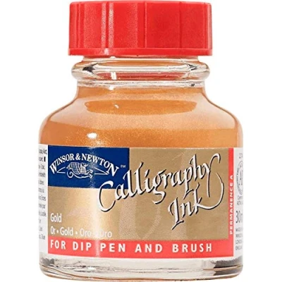 Image of Winsor and Newton Calligraphy Ink Bottle, 30 ml Gold, WN 1110283