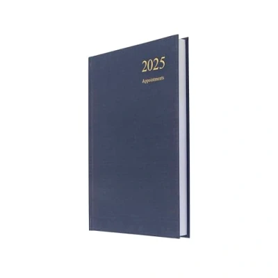 Image of Collins Essential 2025 Eco Friendly Diary A5 Day to a Page with Appointments Business Planner Leathergrain Hardback Cover and Recycled Paper Navy E ESSA51A.59 25