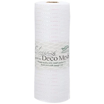 Image of Eleganza Deco Mesh Iridescent 25cm x 9.1m No.42, Synthetic Material, White, 8.2 26.2 cm