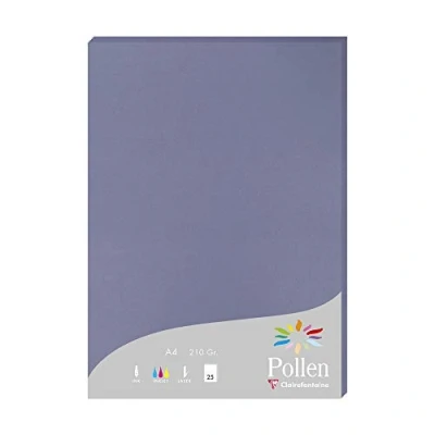 Image of Clairefontaine Ref 24219C Pollen Coloured Paper (Pack of 25 Sheets) A4 (210 x 297mm), 210gsm Paper, Inkjet &amp; Laser Printer Compatible, Acid Free Forget me Not