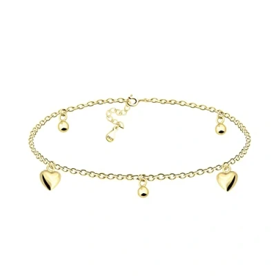 Image of Sofia Milani Women&#039;s Anklet 925 Silver Gold Plated Heart Ball Pendant A0002