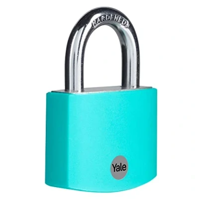 Image of Yale YE3B/50/126/1/TE Standard Security 50mm Aluminium Padlock Teal Open Hardened Steel shackle 3 keys