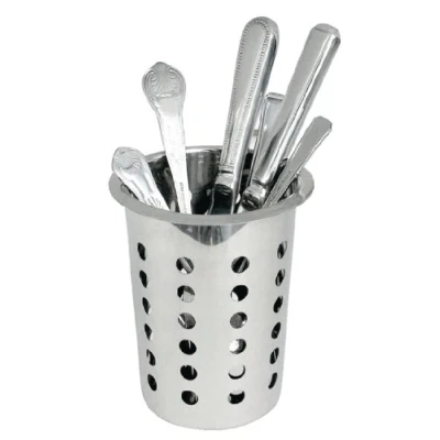 Image of Olympia L443 Round Cutlery Basket Stainless Steel Kitchen Spoon Utensil Holder Trays, 135(H)mm
