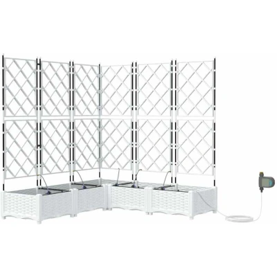 Image of vidaXL Garden Planters with Water Irrigation System 5 pcs White