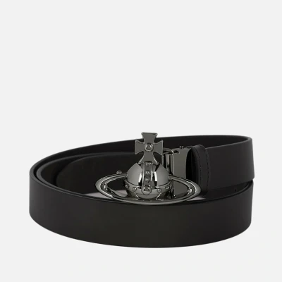 Image of Vivienne Westwood Gunmetal Orb Buckle Leather Belt