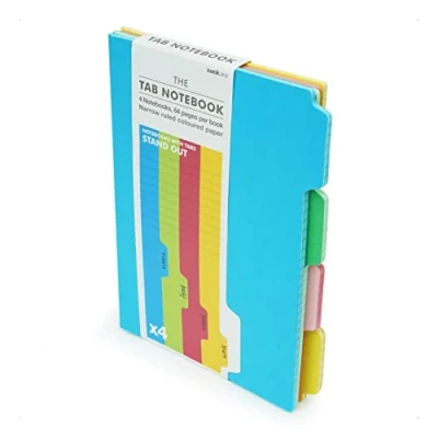 Image of Suck UK A5 Notebook With Dividers Exercise Book Annotation Tabs Study Essentials Set Of 4 Notepads &amp; Revision Stationary Organiser School Notebooks Colour