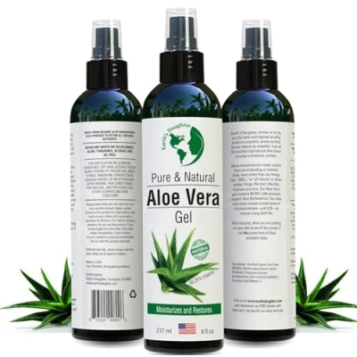 Image of Earth&#039;s Daughter Organic Aloe Vera Gel from 100% Pure and Natural Cold Pressed Great for Face Hair Acne Sunburn Bug Bites Rashes Eczema 8 Oz.