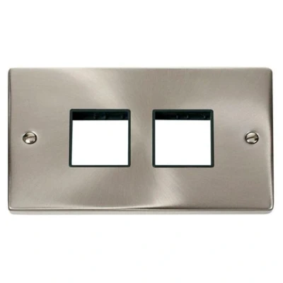 Image of Click Deco 2 Gang Minigrid Unfurnished Plate x Apertures Black Satin Chrome VpsC404BK