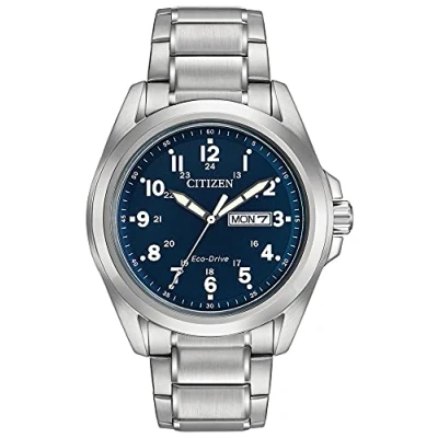 Image of Citizen Eco Drive Men&#039;s Bracelet with Blue Dial AW0050 58L