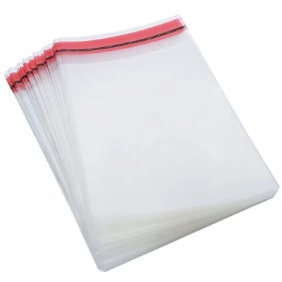 Image of OliveBird 100 pcs. Clear Plastic Bags Transparent A4 DIN A4, 21,5 x 30 cm, Cellophane with Flap Peel &amp; Seal