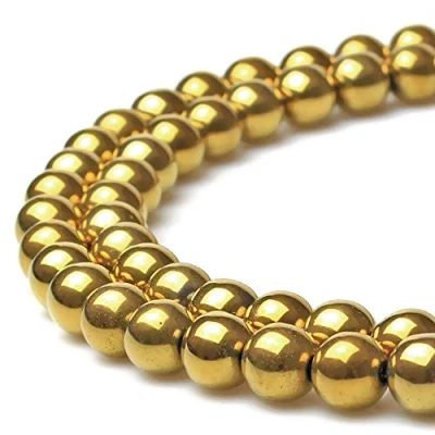 Image of JarTc Natural Round Gold Hematite Spacer Beads for DIY Jewellery Making Bracelet Necklace 15&quot; (4mm)