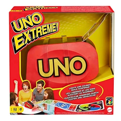 Image of UNO Extreme Card Game Featuring Random Action Launcher with Lights &amp; Sounds 112 Cards, Kid, Teen Adult Night Gift Ages 7 Years Older, GXY75