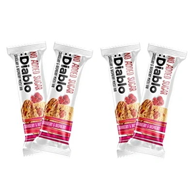 Image of Diablo Cranberry &amp; Raspberry Muesli Bar No Added Sugar Sweetened with Maltitol Breakfast Bars 30g (Pack Of 4)