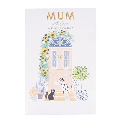 Image of UK Greetings Mother&#039;s Day Card for Mum Cute Doorstep Design