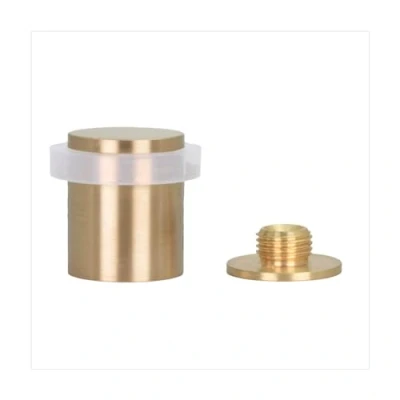 Image of Door Stop 34 x 30 mm Threaded Base Matte Brass Includes Screw + Mounting Plug EVI Herrajes I 18024X30