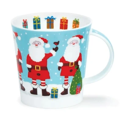 Image of Dunoon Caingorm Fine Bone China Christmas Mug Chilly Chappies (Blue Red and White Santa)