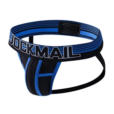 Image of JOCKMAIL Mens Underwear Briefs Mesh Jock Strap Sexy (M, Blue)