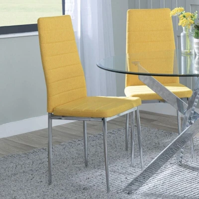 Image of URBANDECO Set of 8 Rovigo Yellow Fabric Dining Chair with Chrome Legs