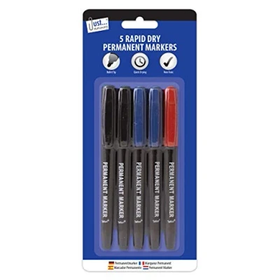 Image of Just stationery Rapid Dry Permanent Marker (Pack of 5), 1157