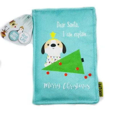 Image of DOG LIFE DEAR SANTA PLUSH PUPPY CHRISTMAS CARD CRINKLE GIFT FESTIVE PRESENTS TOY