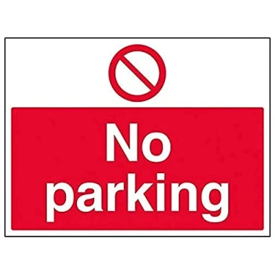 Image of V Safety No Parking Sign Landscape 400mm x 300mm 2mm Rigid Plastic