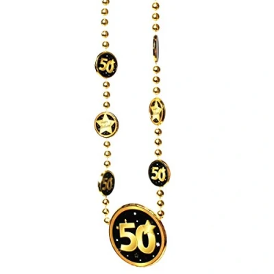 Image of Udo Schmidt GmbH &amp; Co Chain 50 Inches Black/Gold 50th Birthday Decoration Party Gift Necklace, Plastic