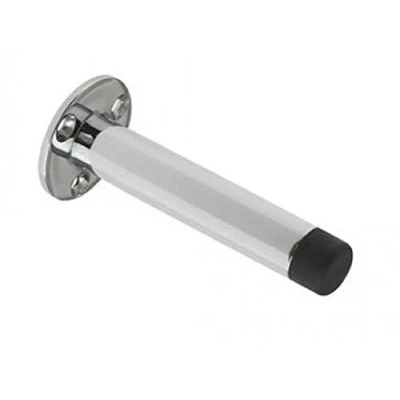 Image of Quality Wall Mounted Skirting Door Stop With Face Fix Rose 80mm Projection ZAB09B (Polished Chrome)