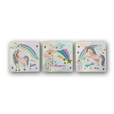 Image of Arthouse, Unicorn Glitter Set of Three Canvas
