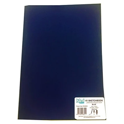 Image of West Design A3 Sketchbook, 140gsm, 40 White Pages, Stapled Laminated Blue Cover, Crisp, Acid Free Plain, Blank Paper, Sketch, Draw, Journal, Scrapbook, Drawing Pad, Notebook, Home, Art Supplies